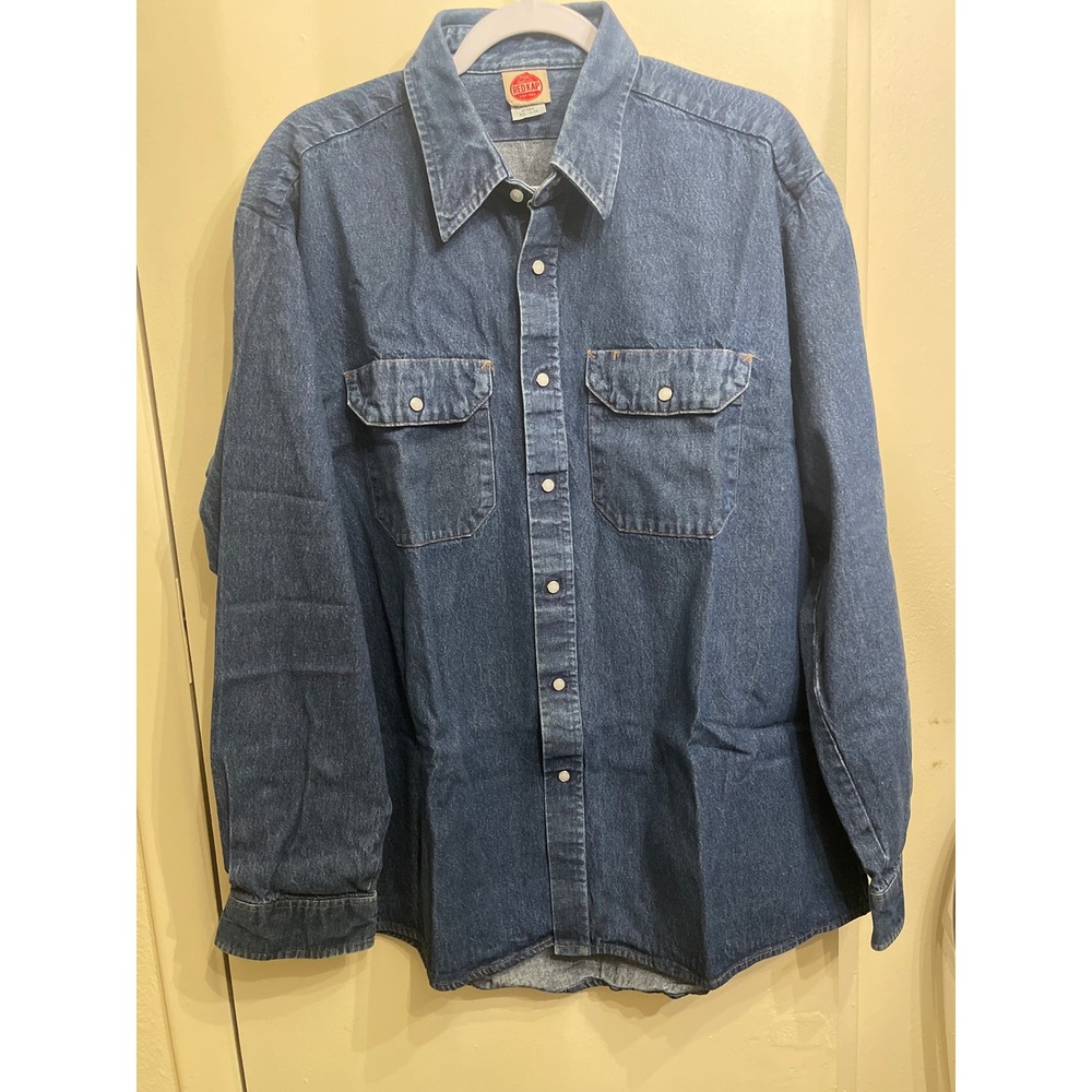 Red Kap Mens Blue Denim Work Shirt Long Sleeve Button Down XL SD78DN3
